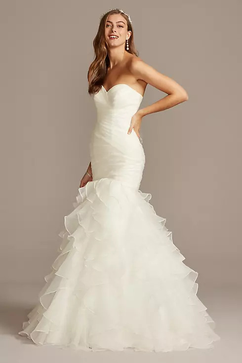 Organza Mermaid Wedding Dress with Lace-Up Back Image 1