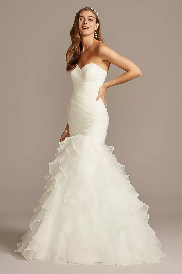 Organza Mermaid Wedding Dress with Lace-Up Back Image