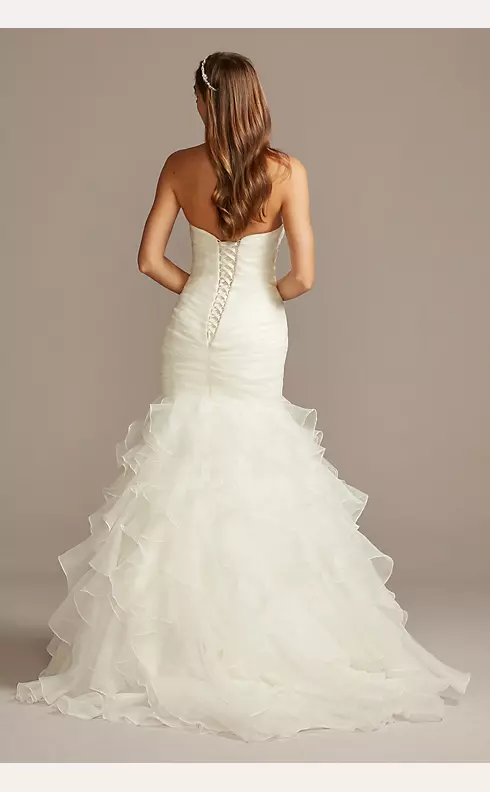 Organza Mermaid Wedding Dress with Lace-Up Back Image 2