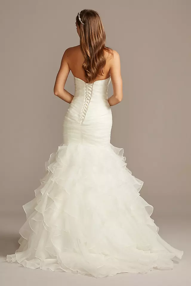 Organza Mermaid Wedding Dress with Lace-Up Back Image 2