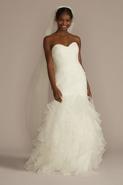 Organza Mermaid Wedding Dress with Lace-Up Back Image