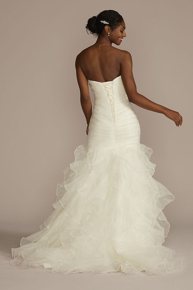 Organza Mermaid Wedding Dress with Lace-Up Back Image 9