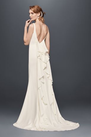 Ruffle back wedding outlet dress