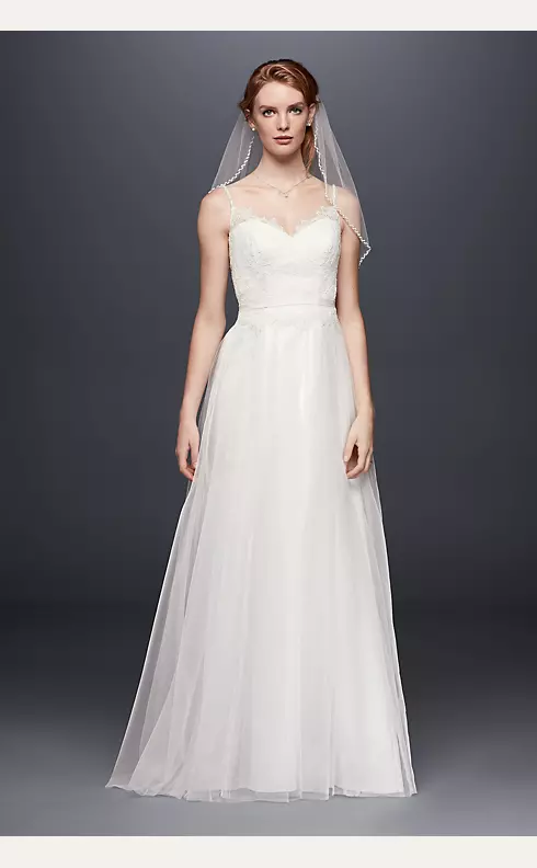 Lace and Tulle Wedding Dress with Beaded Straps Image 1