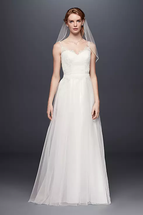 Lace and Tulle Wedding Dress with Beaded Straps Image 1