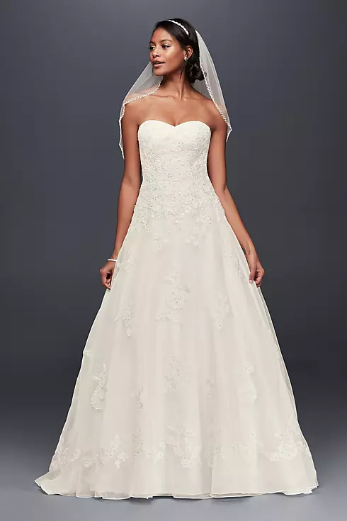Organza A-Line Wedding Dress with Beaded Appliques Image 1