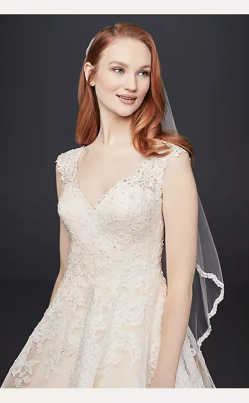 As-Is Scalloped V-Neck Tulle Wedding Dress | David's Bridal