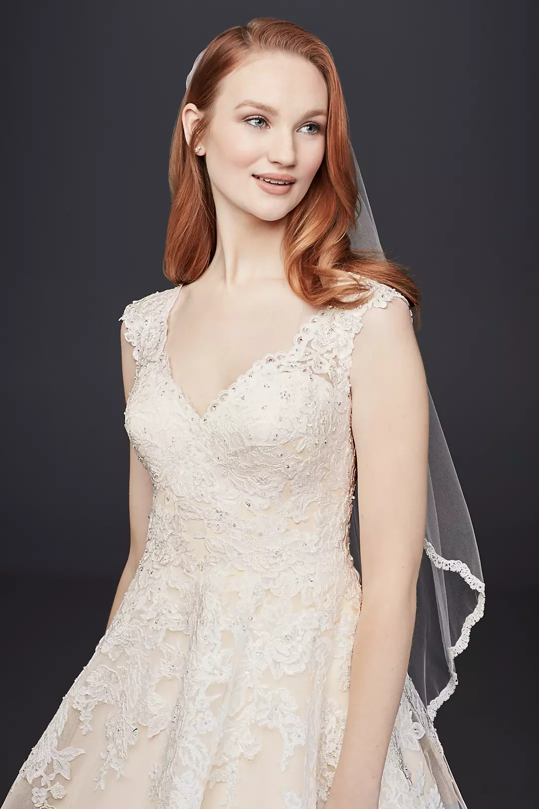 As-Is Scallop Lace and Tulle Petite Wedding Dress Image 3