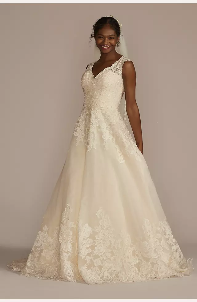 Square Neckline Wedding Dress with Delicate Leafy Lace – TulleLux Bridal  Crowns & Accessories