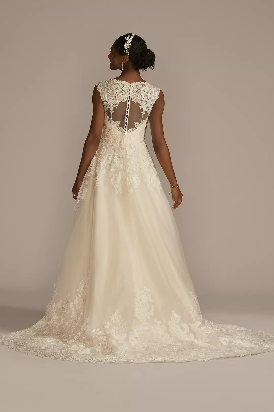 Scalloped Lace and Tulle Wedding Dress Image 2