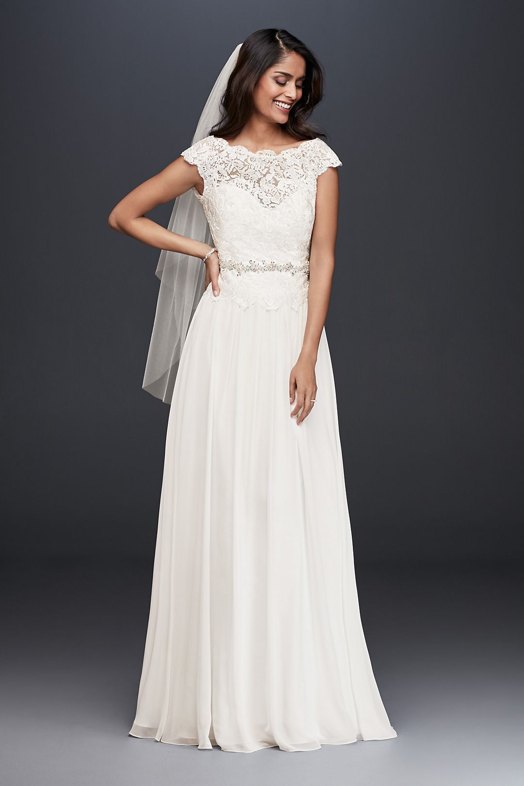 Cap Sleeve Lace Satin Wedding Dress | electricmall.com.ng