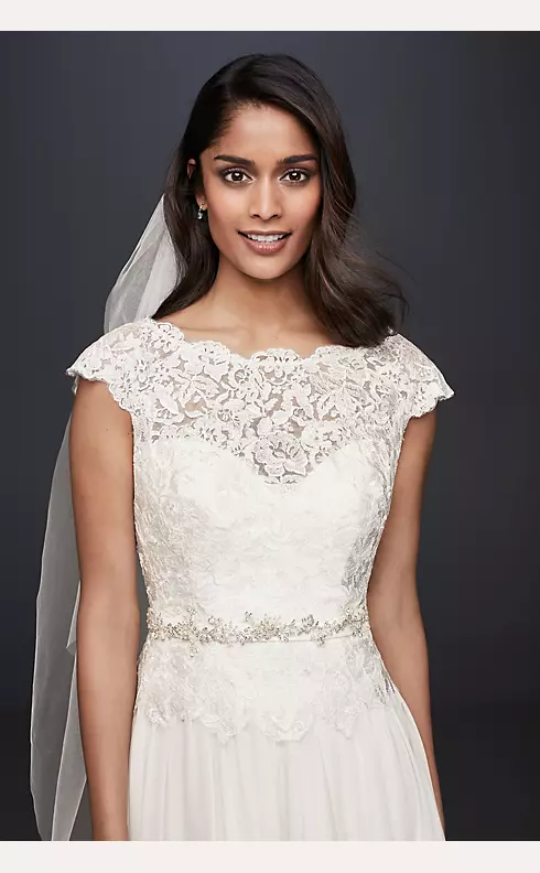 Illusion Lace and Chiffon A-Line Wedding Dress | David's Bridal