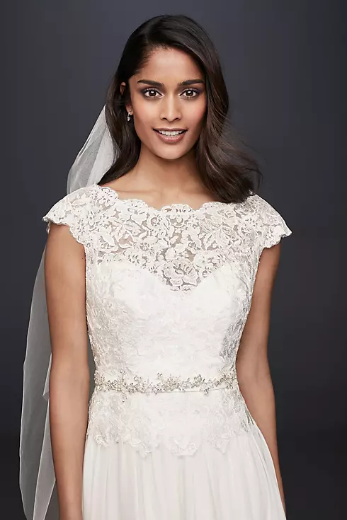 Illusion Lace and Chiffon A-Line Wedding Dress  Image 3