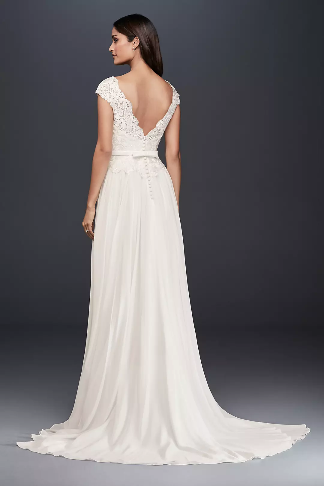 Illusion Lace and Chiffon A-Line Wedding Dress  Image 2