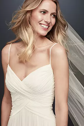 Ruched Bodice Chiffon A-Line Wedding Dress | David's Bridal Ruched Bodice Chiffon A-Line Wedding Dress | David's Bridal