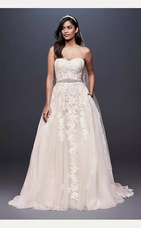As-Is Sheer Lace and Tulle Ball Gown Wedding Dress Image 1