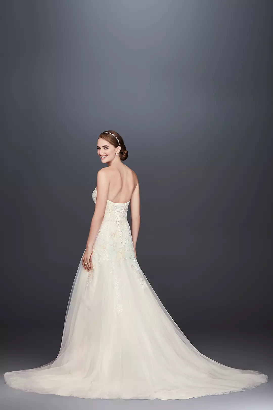 As-Is Lace-Appliqued Tulle A-Line Wedding Dress  Image 2