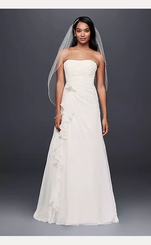 Chiffon A-Line Wedding Dress with Crystal Detail Image 1