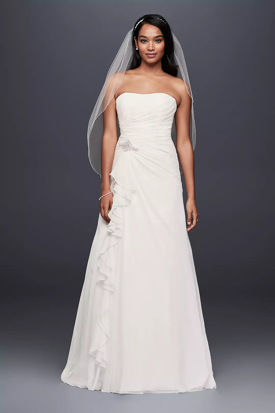 Chiffon A-Line Wedding Dress with Crystal Detail Image