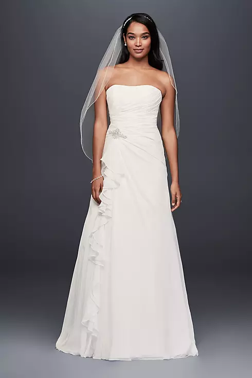Chiffon A-Line Wedding Dress with Crystal Detail Image 1