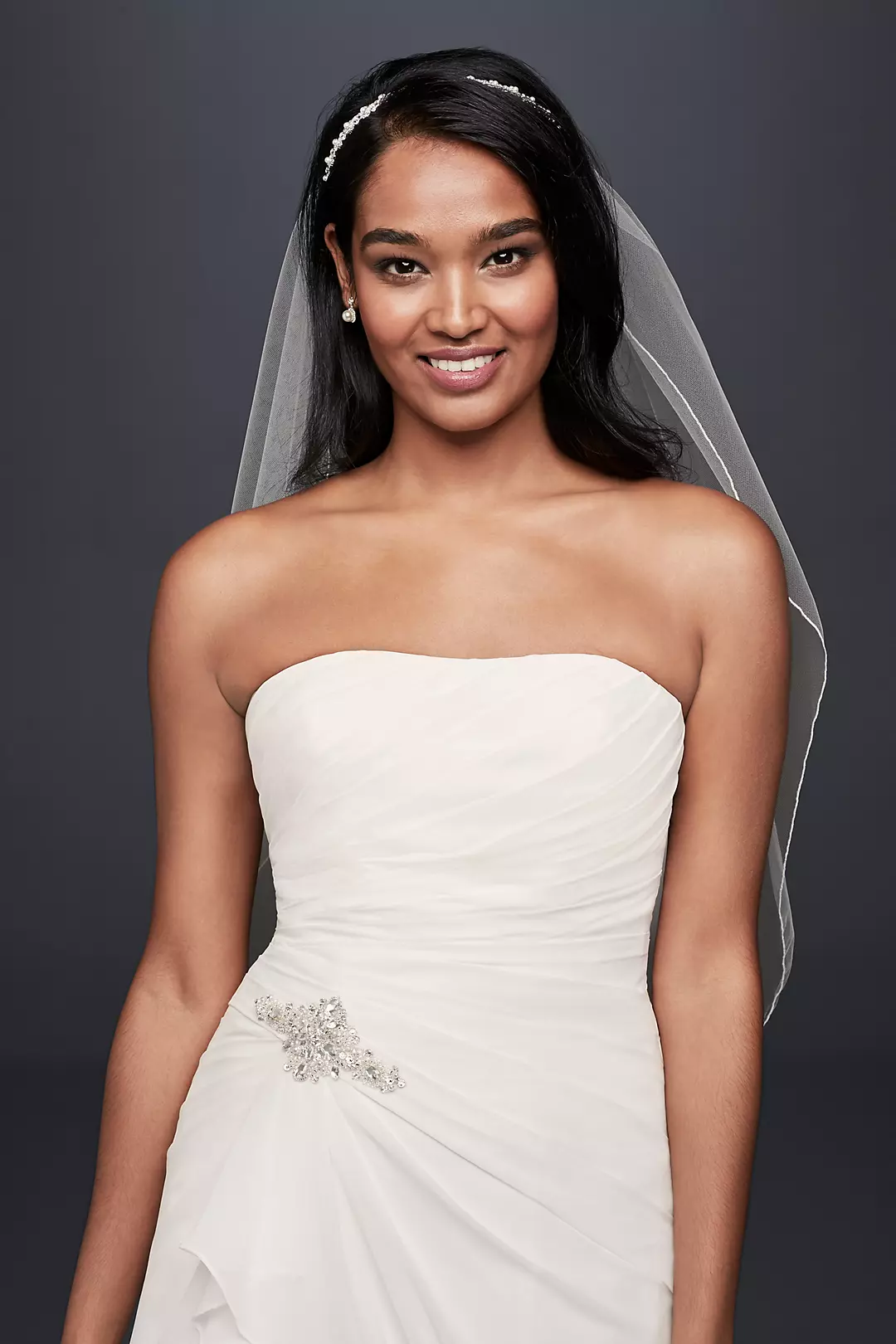 Chiffon A-Line Wedding Dress with Crystal Detail Image 3
