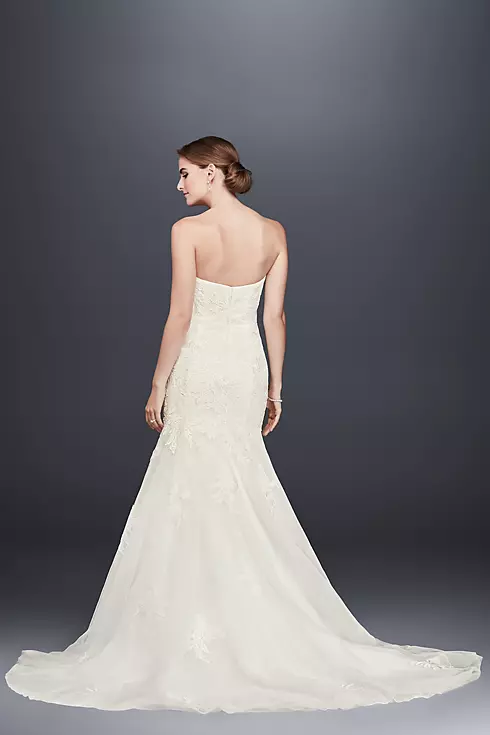 As-Is Beaded Lace Petite Wedding Dress with Tulle Image 2