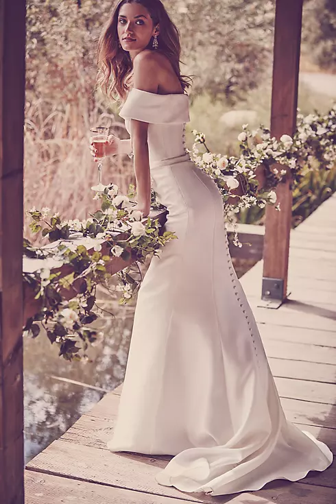 Off-the-Shoulder Mikado Trumpet Wedding Dress | David's Bridal