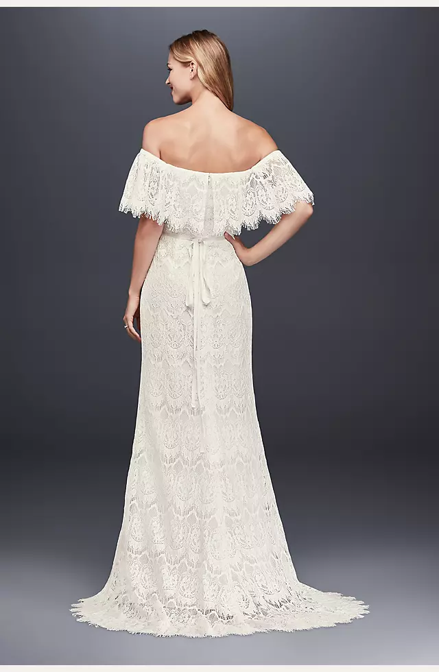 As-Is Off-The-Shoulder Eyelash Lace Wedding Dress Image 2