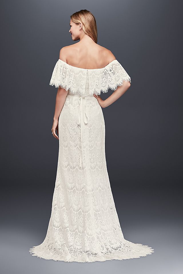 As-Is Off-The-Shoulder Eyelash Lace Wedding Dress Image 2