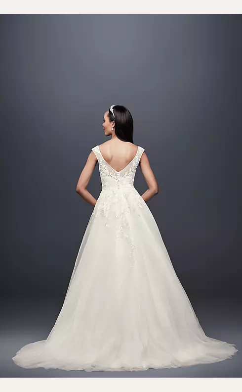 Tulle and Lace Cap Sleeve A-Line Wedding Dress Image 2