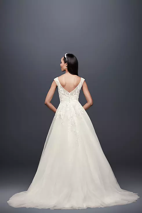 Tulle and Lace Cap Sleeve A-Line Wedding Dress Image 2