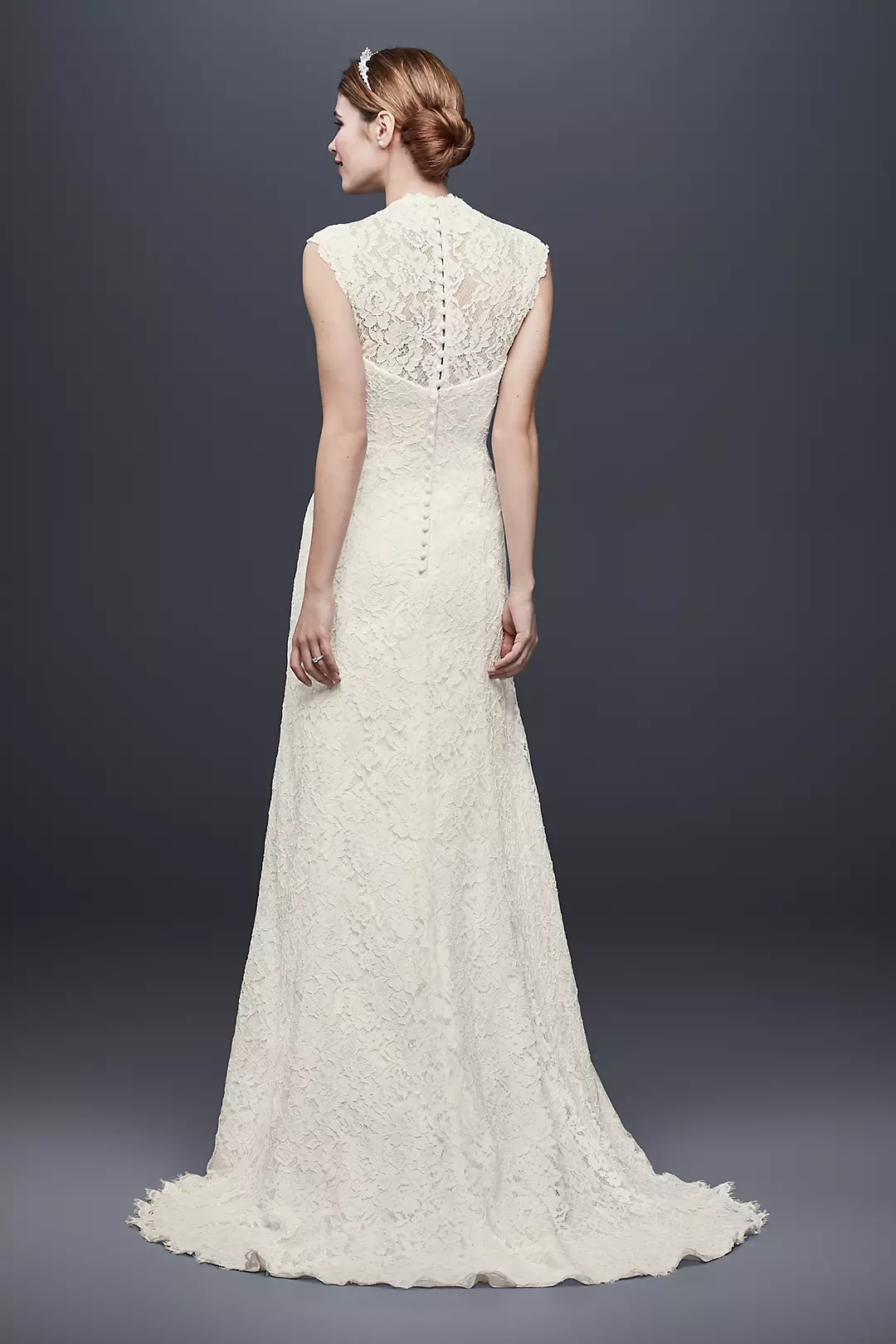 As-Is Allover Lace Cap Sleeve Sheath Wedding Dress Image 2