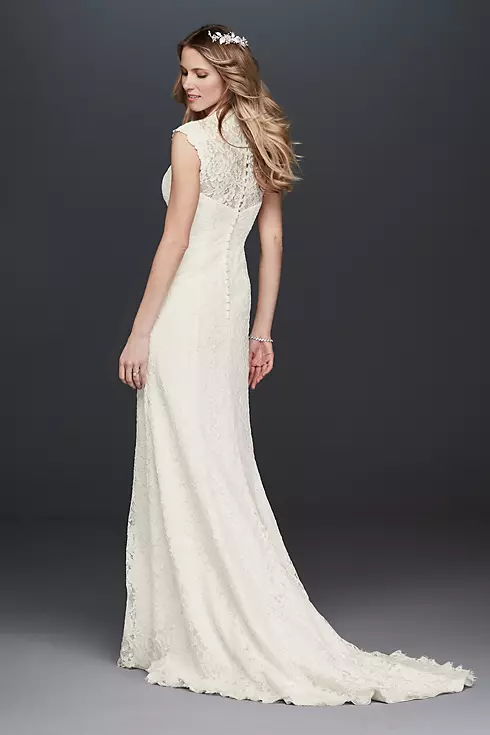 As Is Allover Lace Cap Sleeve Petite Wedding Dress Image 2
