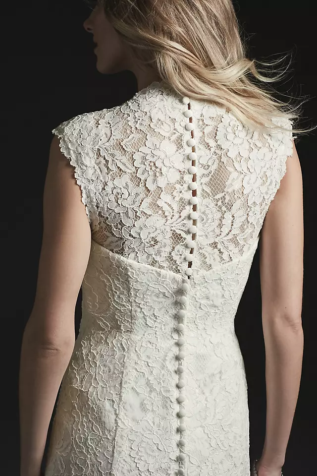 As Is Allover Lace Cap Sleeve Petite Wedding Dress Image 3