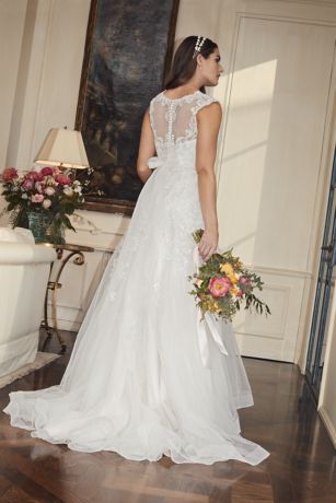 Tulle Cap Sleeve Plus Size Mermaid Wedding Dress | David's Bridal