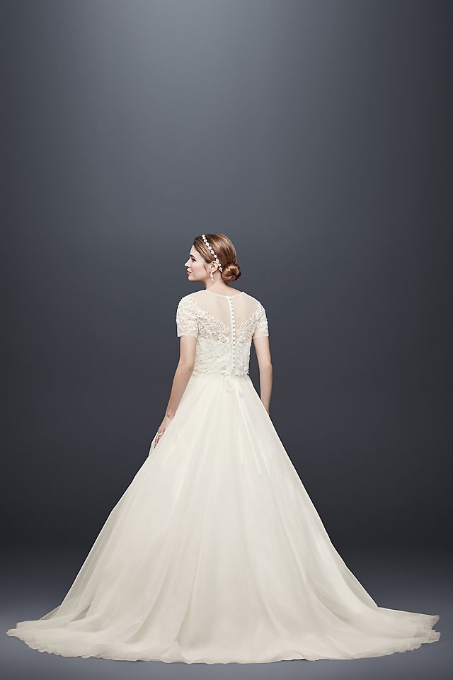 Short Sleeve Tulle Ball Gown with Removable Topper Image 7