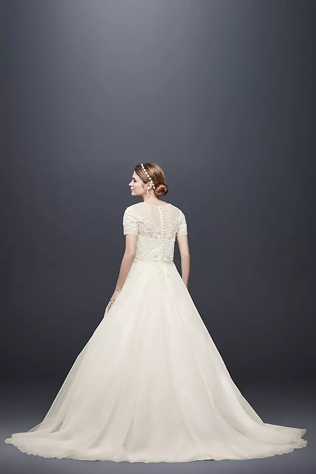 Short Sleeve Tulle Ball Gown with Removable Topper Image 2
