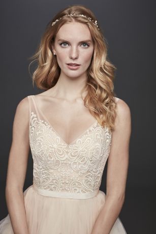 Tulle Tank V-Neck Ball Gown with Layered Skirt | David's Bridal