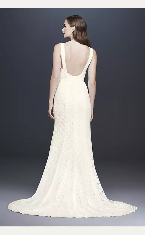 Geometric Lace V-Neck Sheath Wedding Dress Image 2
