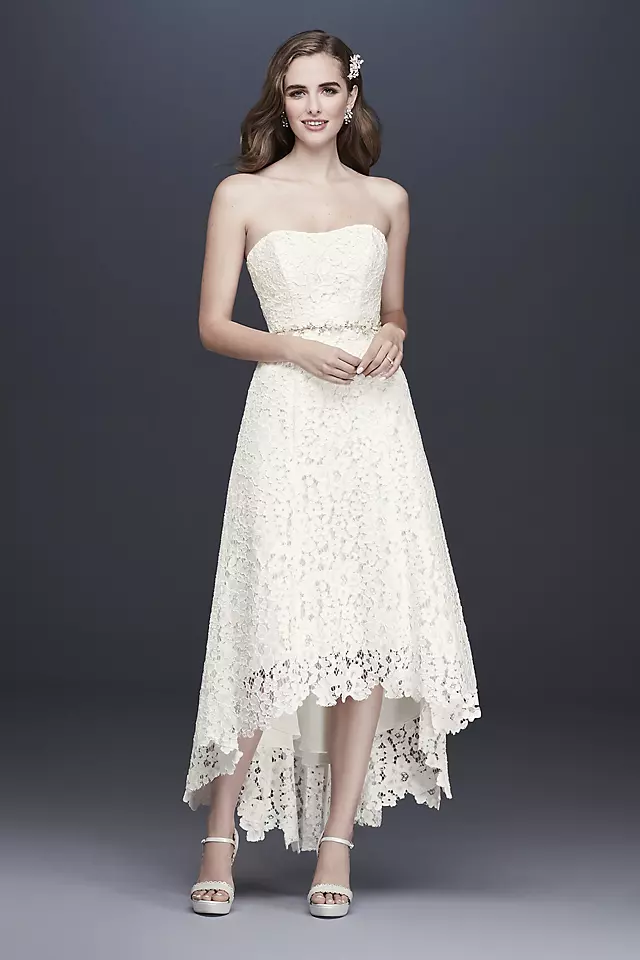 As-Is High-Low Corded Lace Wedding Dress Image