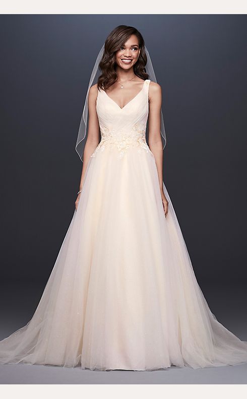 maler rack Behandle Appliqued Glitter Tulle A-Line Wedding Dress | David's Bridal