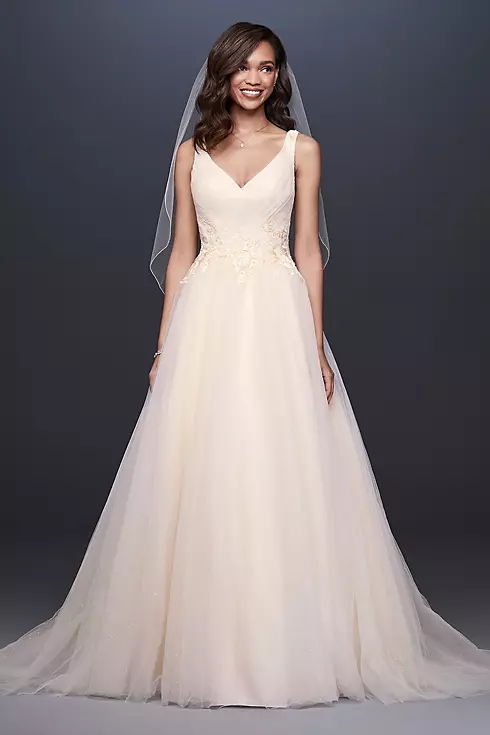 Appliqued Glitter Tulle A-Line Wedding Dress Image 1