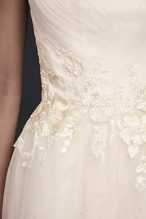 Appliqued Glitter Tulle A-Line Wedding Dress Image 4