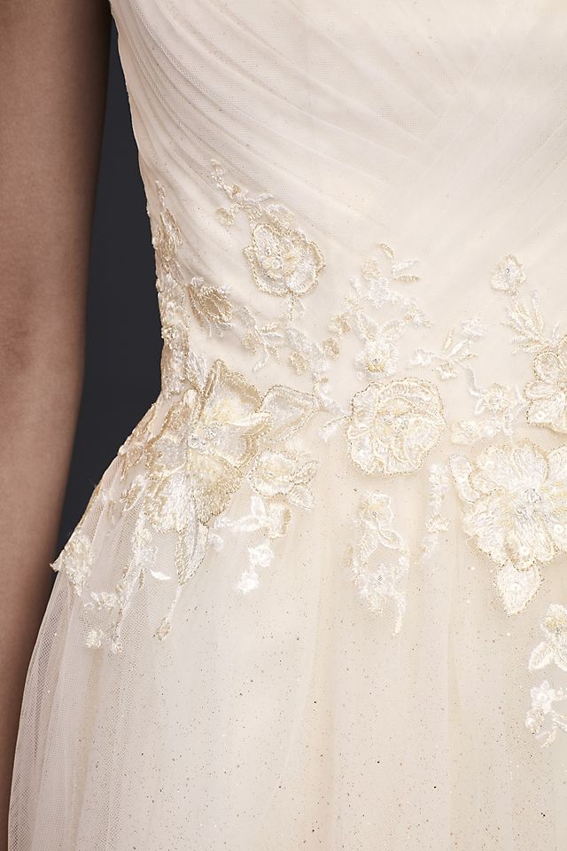 Appliqued Glitter Tulle A-Line Wedding Dress Image 5