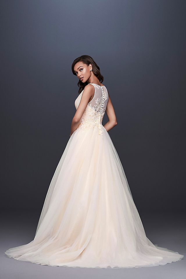 Appliqued Glitter Tulle A-Line Wedding Dress Image 5