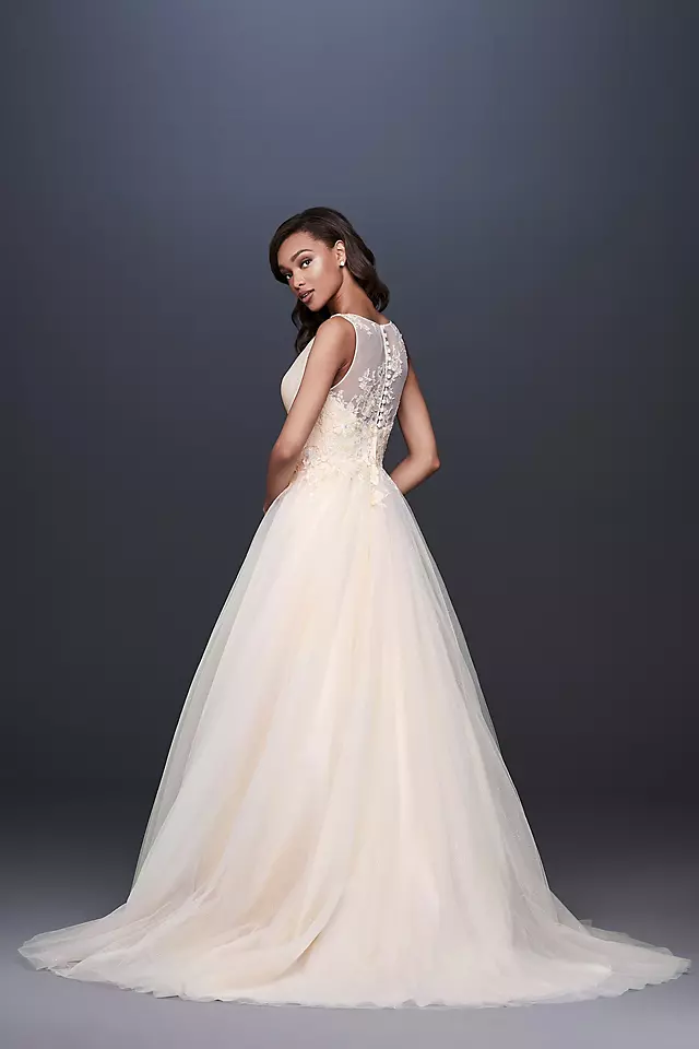 Appliqued Glitter Tulle A-Line Wedding Dress Image 2