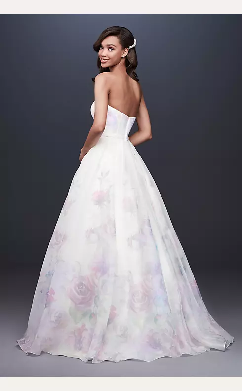 Floral Watercolor Organza Ball Gown Wedding Dress Image 2