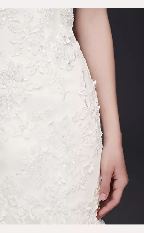 As-Is Appliqued Tulle-Over-Lace Wedding Dress Image 4