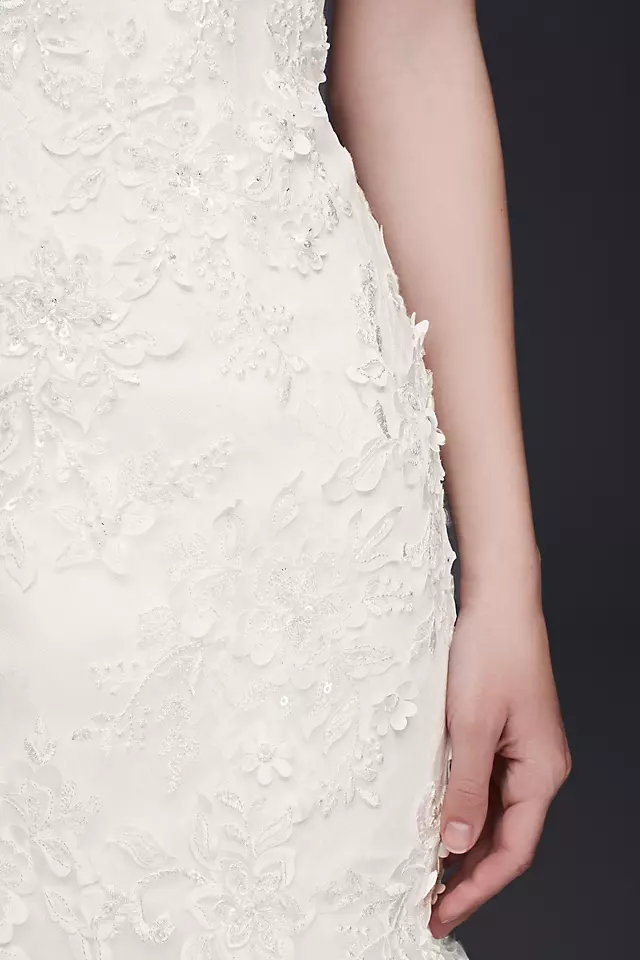 As-Is Appliqued Tulle-Over-Lace Wedding Dress Image 4