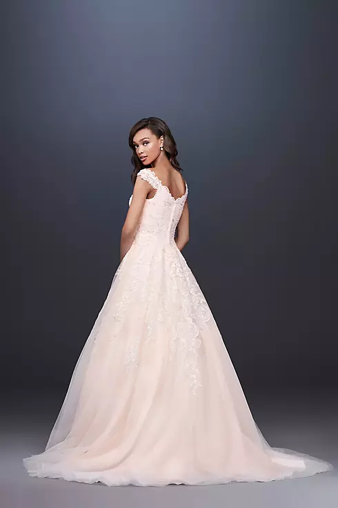 Off-the-Shoulder Applique Petite Wedding Dress Image 2